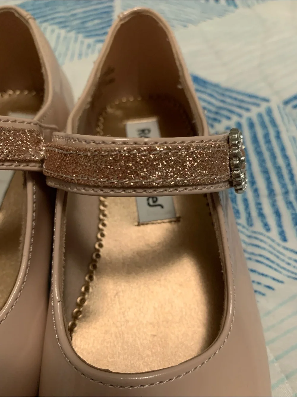 Rachel Pink Patent Mary Jane with Glitter Jewel Strap